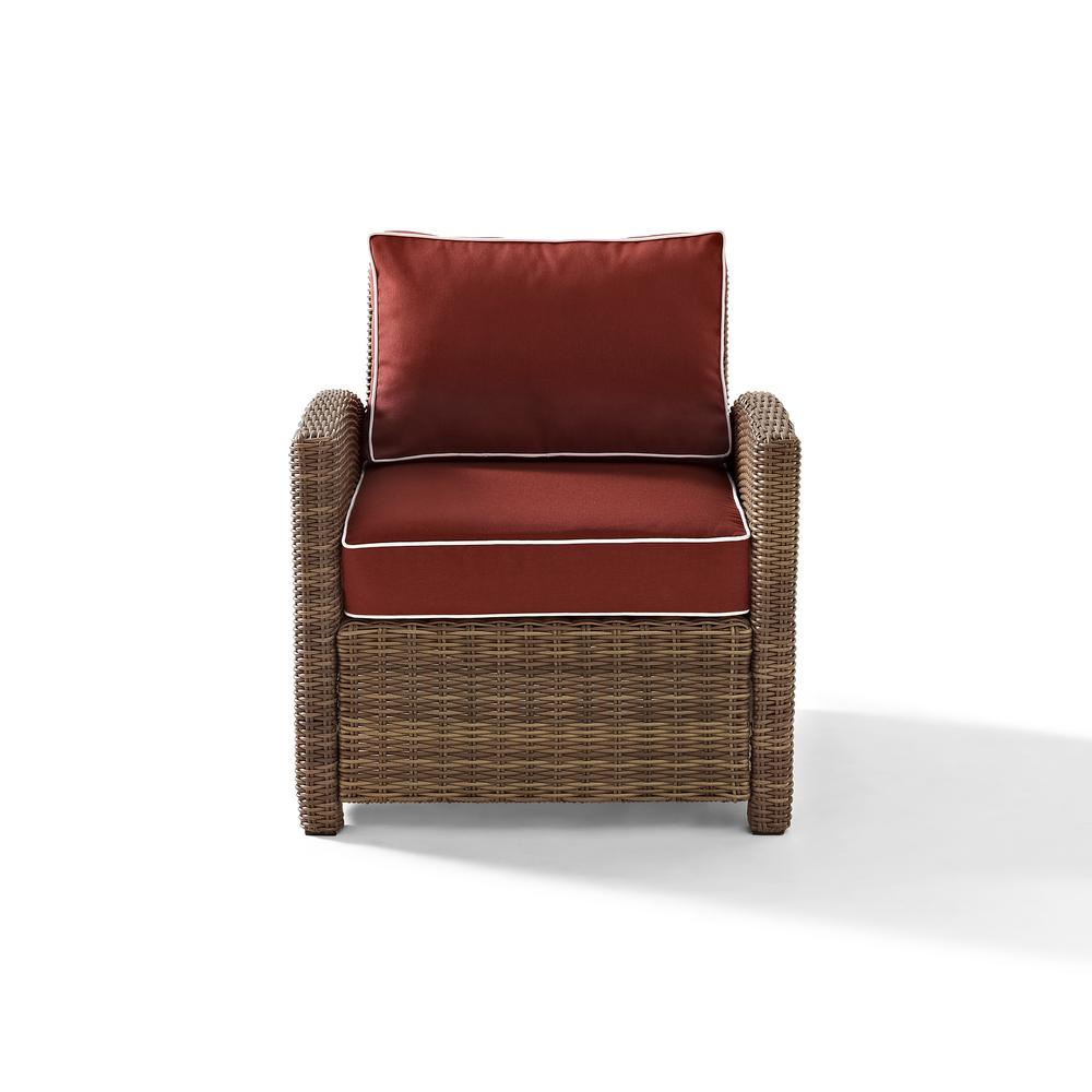 Crosley Bradenton Wicker Outdoor Lounge Chair with Sangria Cushions