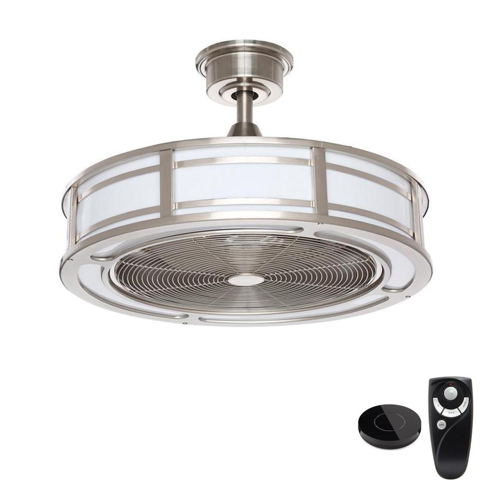 Home Decorators Collection Brette II 23 In LED Brushed Nickel Ceiling   Brushed Nickel Home Decorators Collection Ceiling Fans With Lights Am382a Bn B 64 1000 