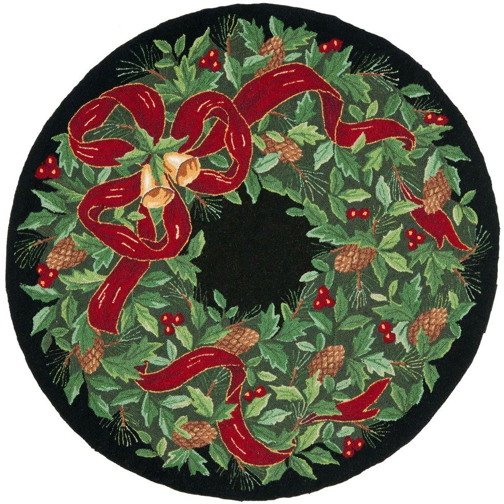 Safavieh Vintage Posters Black/Green 5 ft. x 5 ft. Round Area Rug