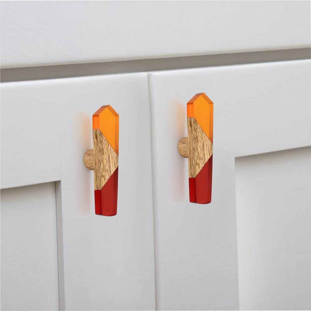 Mascot Hardware Fusion 3 In Red And Orange Wood Cabinet Knob