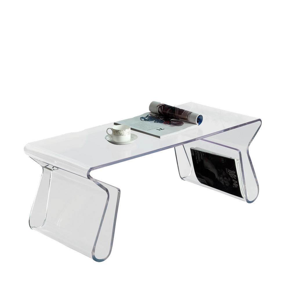Acrylic Coffee Tables Accent The Home Depot Clear Magazine Acrylic Coffee Table