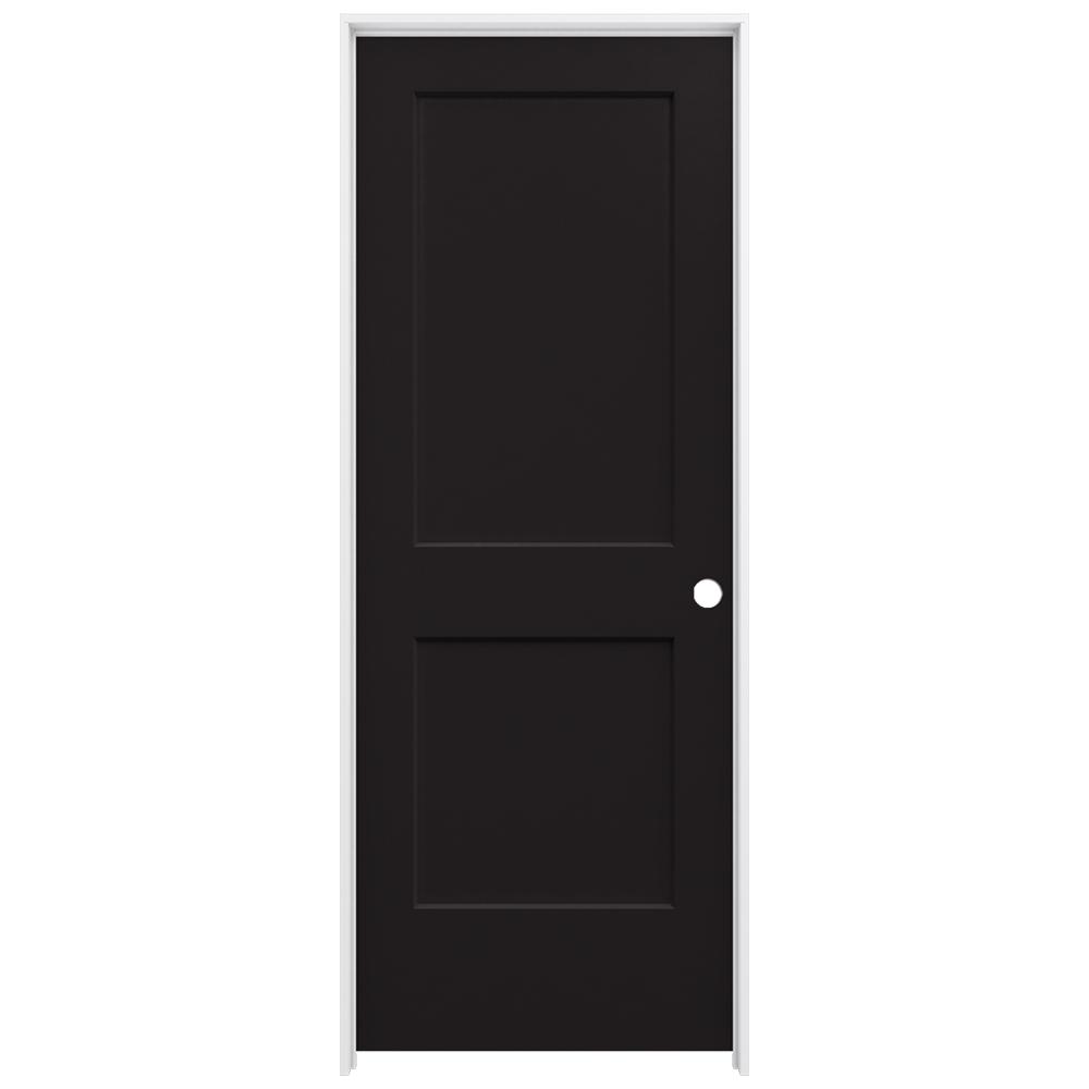 JELDWEN 32 in. x 80 in. Monroe Black Painted LeftHand Smooth Solid Core Molded Composite MDF