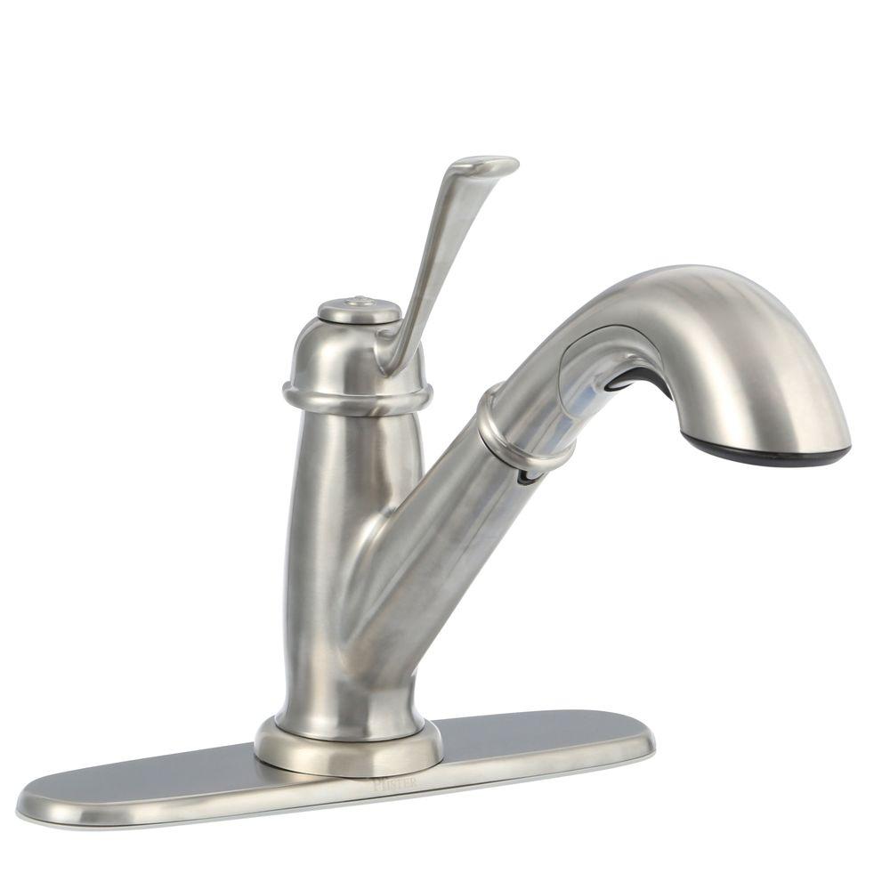 Pfister Bixby Single Handle Pull Out Sprayer Kitchen Faucet In