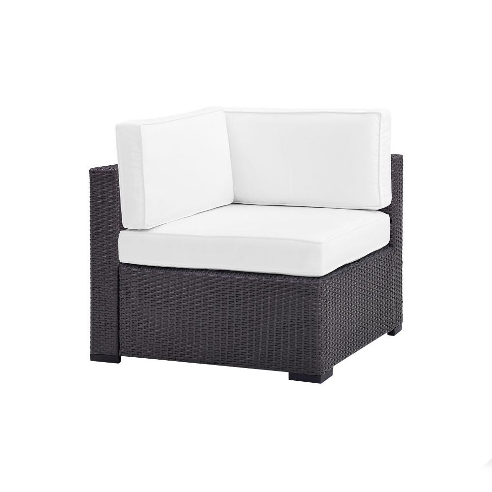 Crosley Biscayne Wicker Corner Outdoor Sectional Chair with White