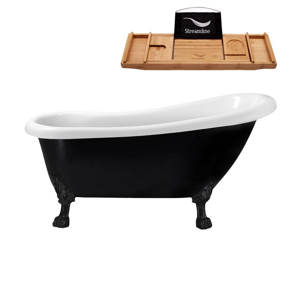 Streamline 61 in. Acrylic Clawfoot NonWhirlpool Bathtub in Black