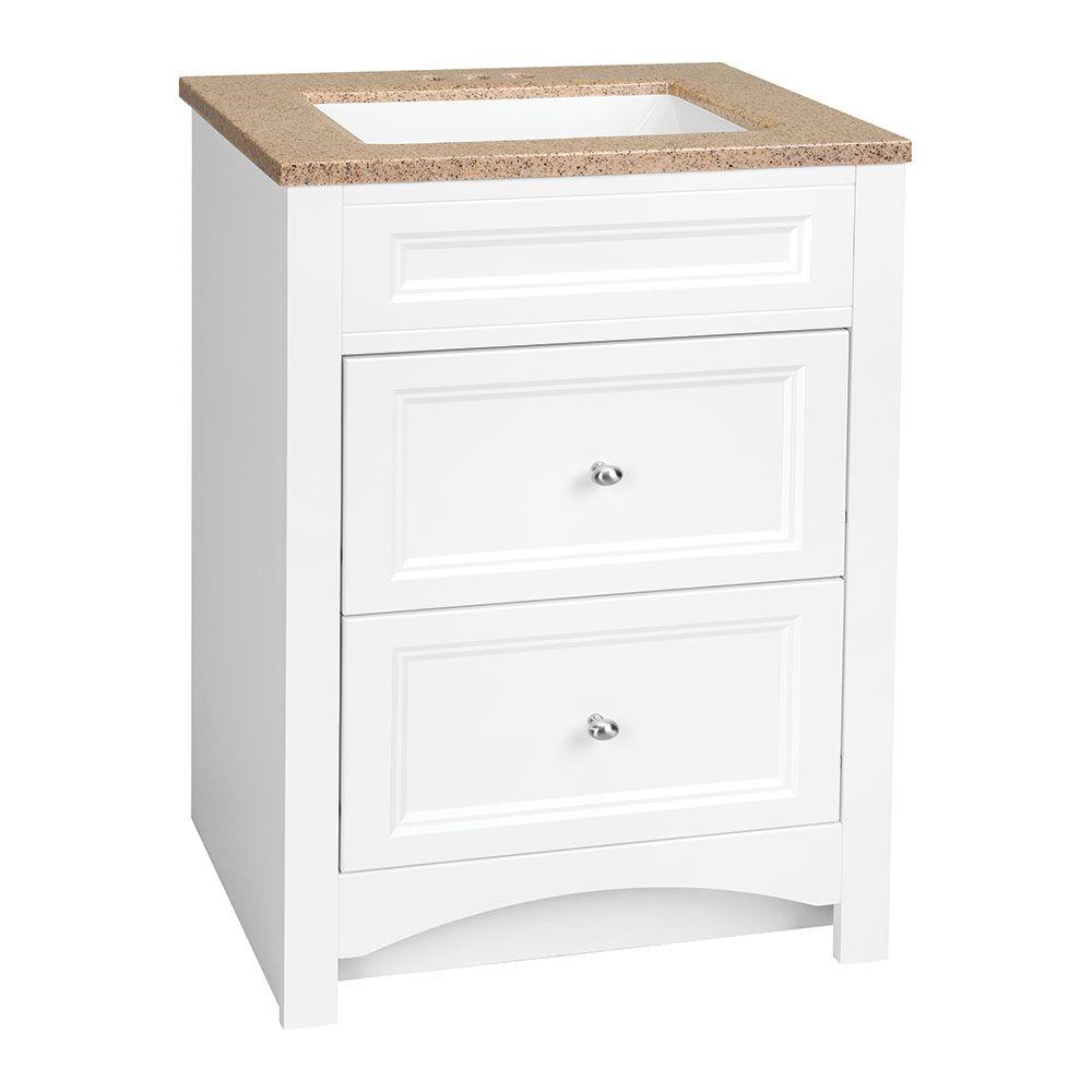 Glacier Bay Modular 24.5 In. W Bath Vanity In White With Solid Surface ...