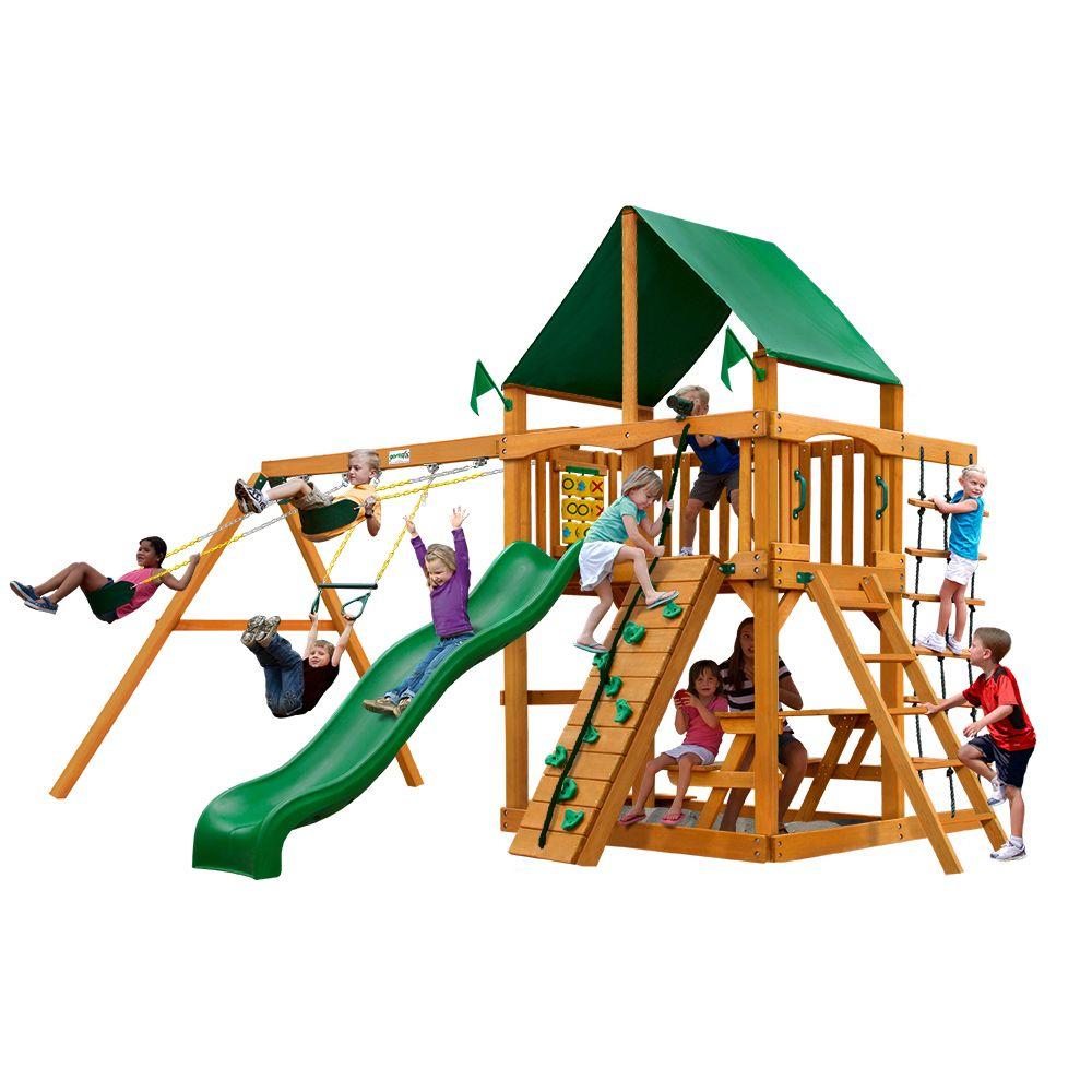 Gorilla Playsets Chateau Clubhouse with Amber Posts and Deluxe Green