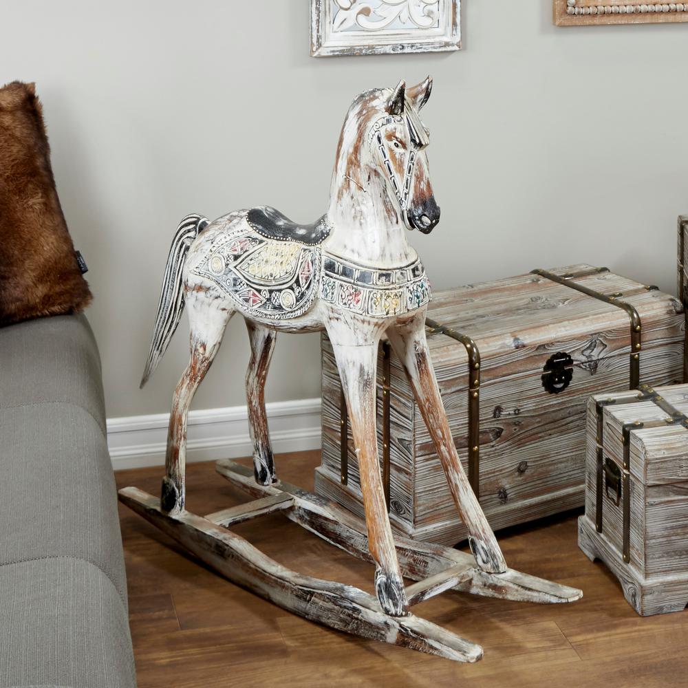 unfinished wooden rocking horse