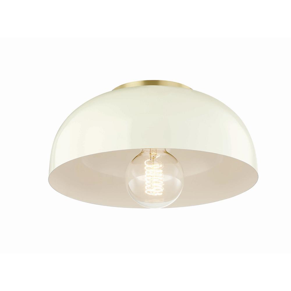 Mitzi By Hudson Valley Lighting Avery 1 Light 11 In W Aged Br Semi Flush Mount With Cream Metal Shade Mitzi By Hudson Valley Lighting Avery 1 Light 11 In W Aged Br Semi Flush Mount With Cream Metal Shade