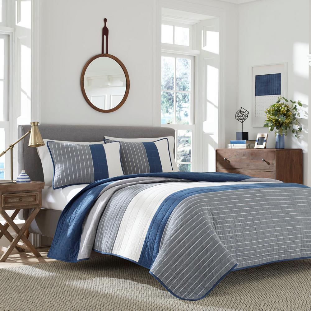 Nautica Swale Dark Blue Stripe King Quilt Ushsgr1034988 The Home