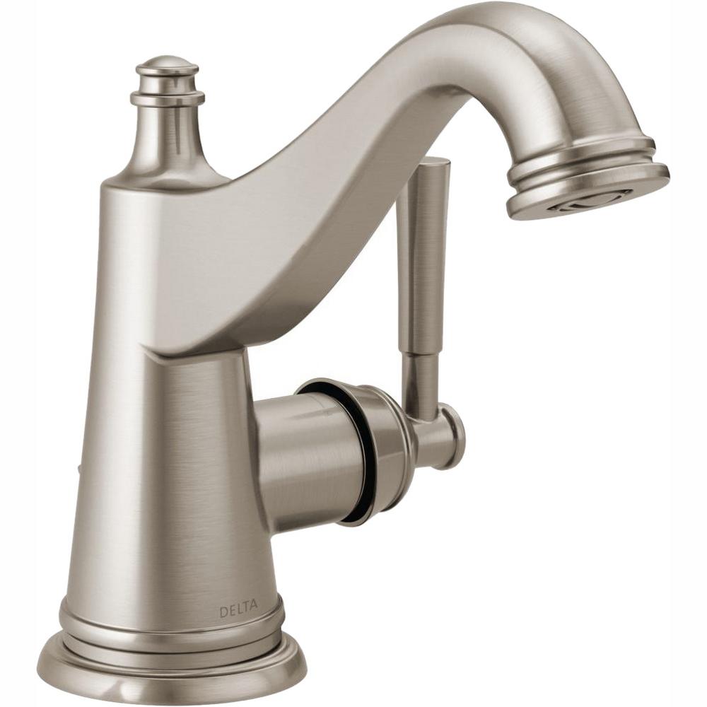 Delta Mylan Single Hole Single Handle Bathroom Faucet In Spotshield Brushed Nickel 15777lf Sp The Home Depot