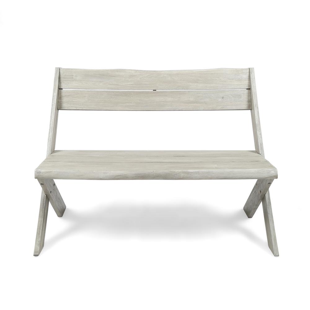 Le House Esmeralda Farmhouse Light Gray Acacia Wood Indoor Bench Le House Esmeralda Farmhouse Light Gray Acacia Wood Indoor Bench 304421 The Home Depot