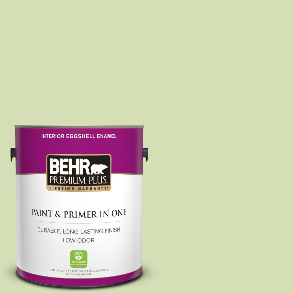 BEHR PREMIUM PLUS 1 gal. 420C3 Celery Bunch Eggshell Enamel Low Odor