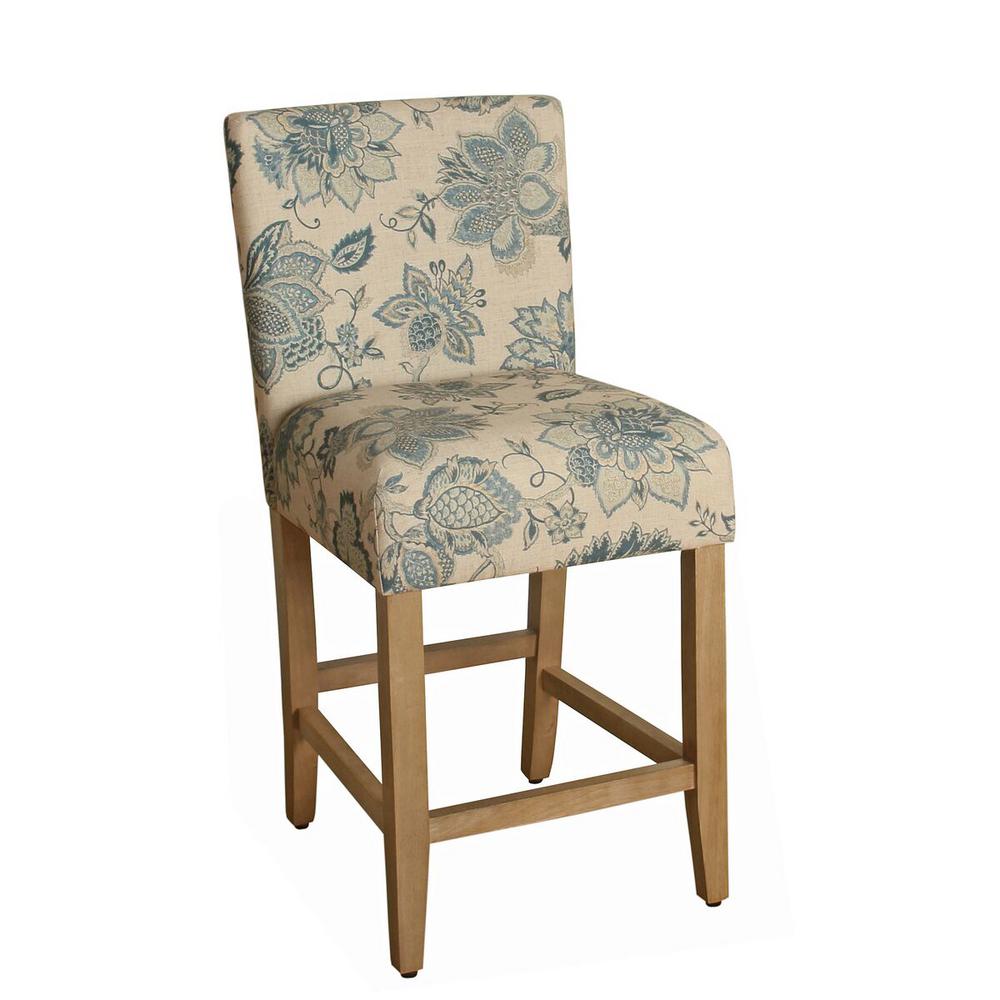 Homepop Lexie 24 In Natural Blue Bar Stool K6858 A794 The Home Natural Blue Bar Stool