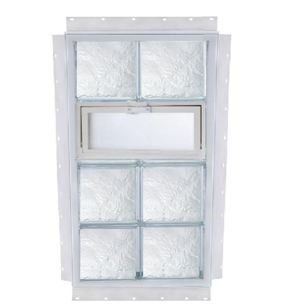TAFCO WINDOWS 16 in. x 48 in. NAIL UP Vented Ice Pattern Glass Block