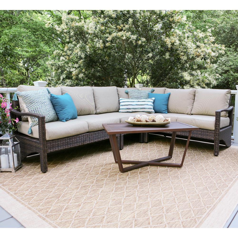 Hampton Bay Mill Valley 4-Piece Patio Sectional Set with Parchment