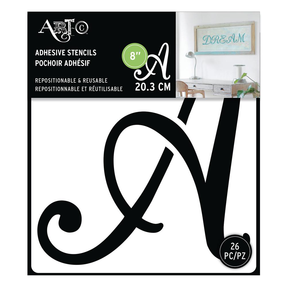 ArtC 8 in. Adhesive Backed Alphabet Stencils Script36042 The Home Depot