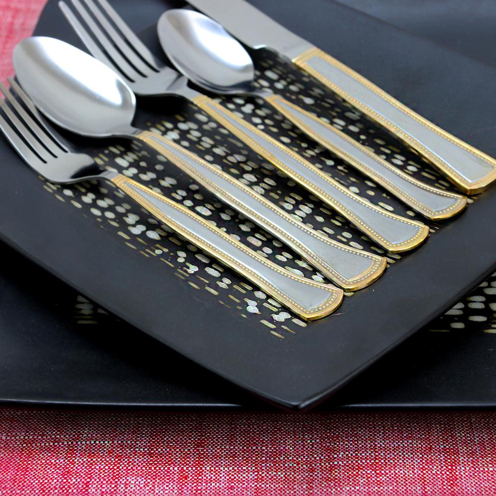 Gibson Home Grand Abby 45 Piece With Gold Accent Handle Flatware Gibson Home Grand Abby 45 Piece With