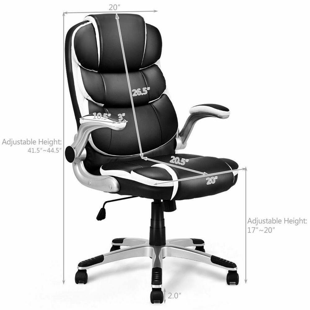 Costway Executive Office Black Task Computer Ergonomic Pu Leather