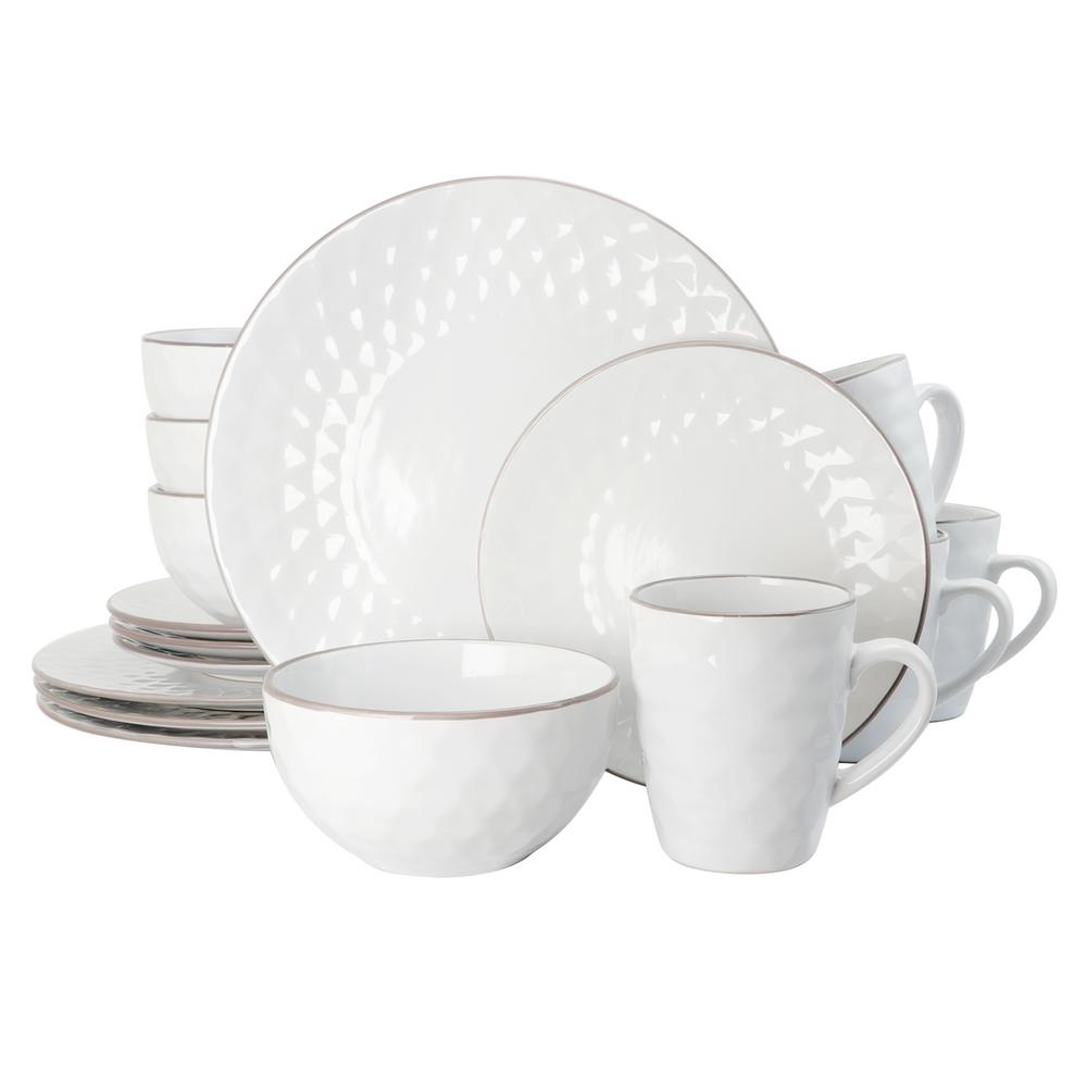 Elama Medici Pearl 16-Piece White Dinnerware Set-985109542M - The Home ...