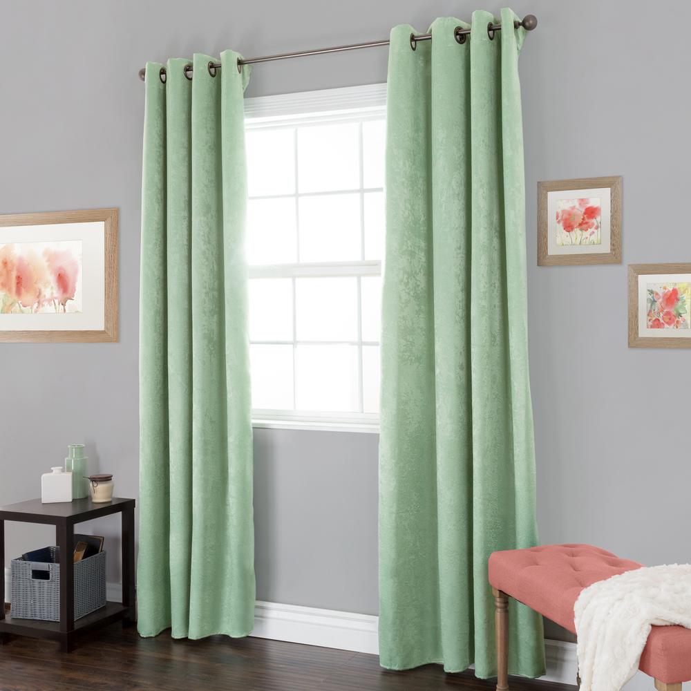 Lavish Home Blackout Mila Light Sage Polyester Black Out Curtain 54 in