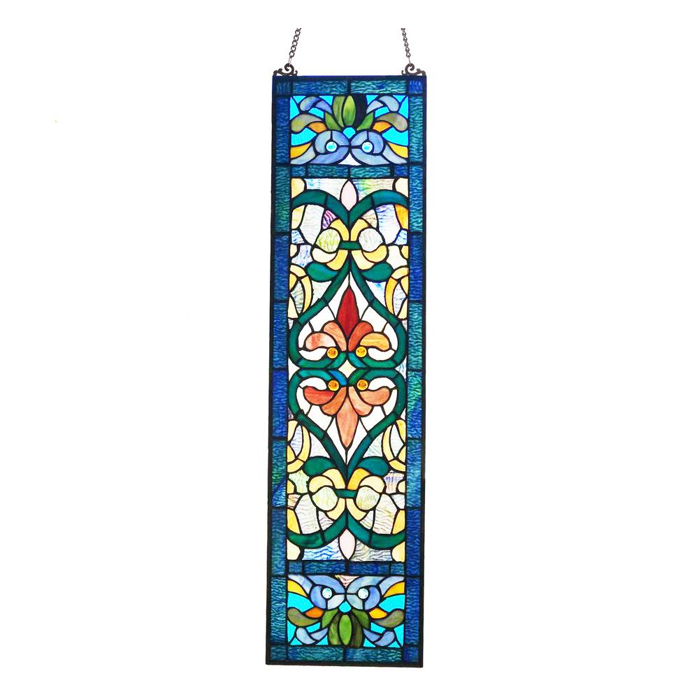 River Of Goods Victorian Stained Glass Fleur De Lis Window Panel 19250 The Home Depot River Of Goods Victorian Stained Glass, Victorian Stained Glass Window Panels
