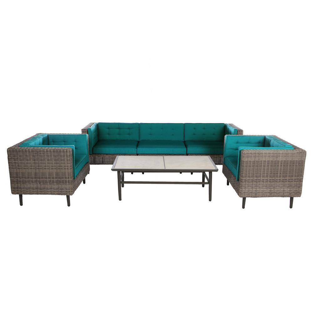 Ae Outdoor Aimee 6 Piece Wicker Patio Deep Seating Set With Spectrum Aimee 6 Piece Wicker Patio Deep Seating Set With Spectrum Pea Cushions
