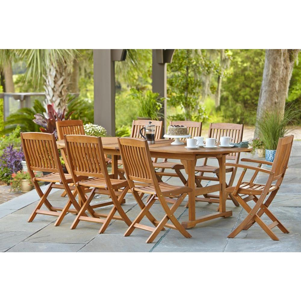 Hampton Bay Adelaide Eucalyptus 9Piece Patio Dining SetSet T1728C1729C1730 The Home Depot