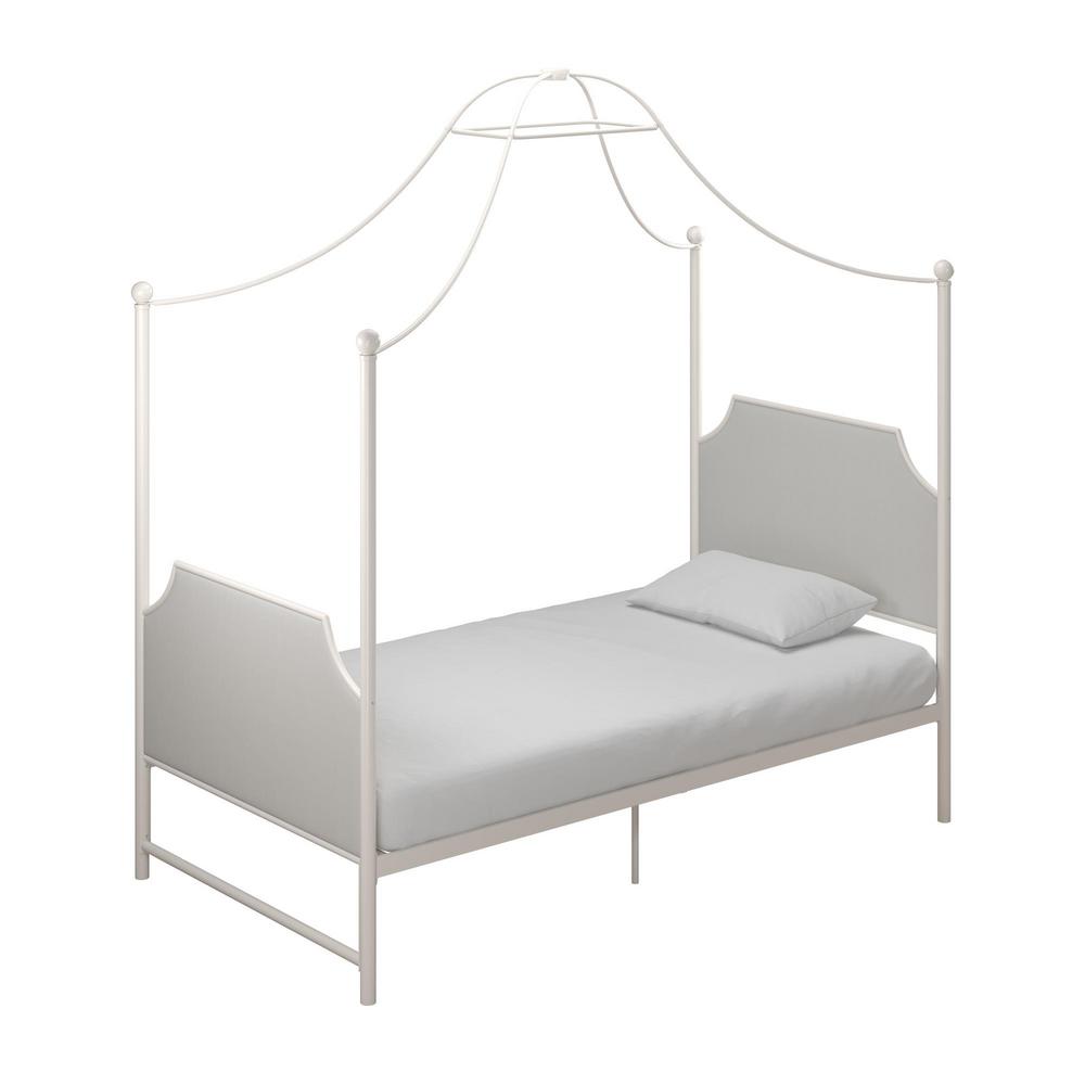 Little Seeds Monarch Hill Clementine White Canopy Twin Size Frame Bed