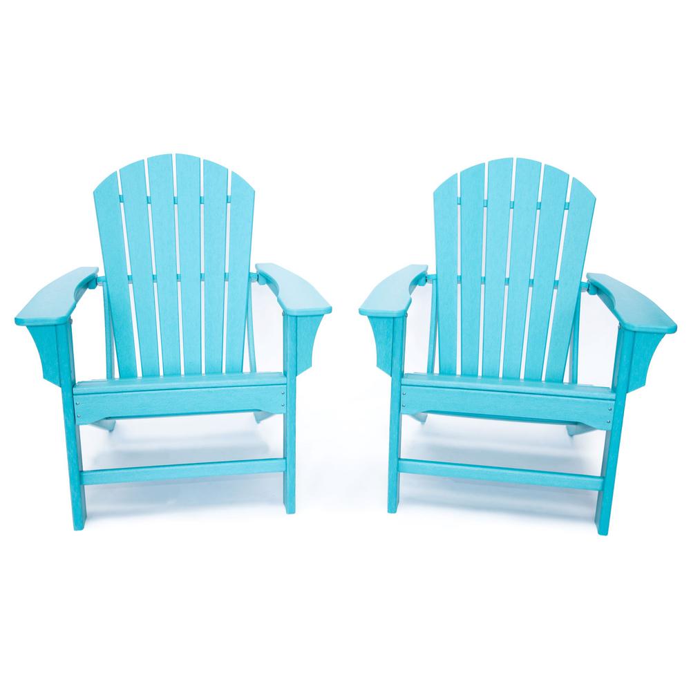 LuXeo Marina Aruba Blue Poly Plastic Outdoor Patio Adirondack Chair (2