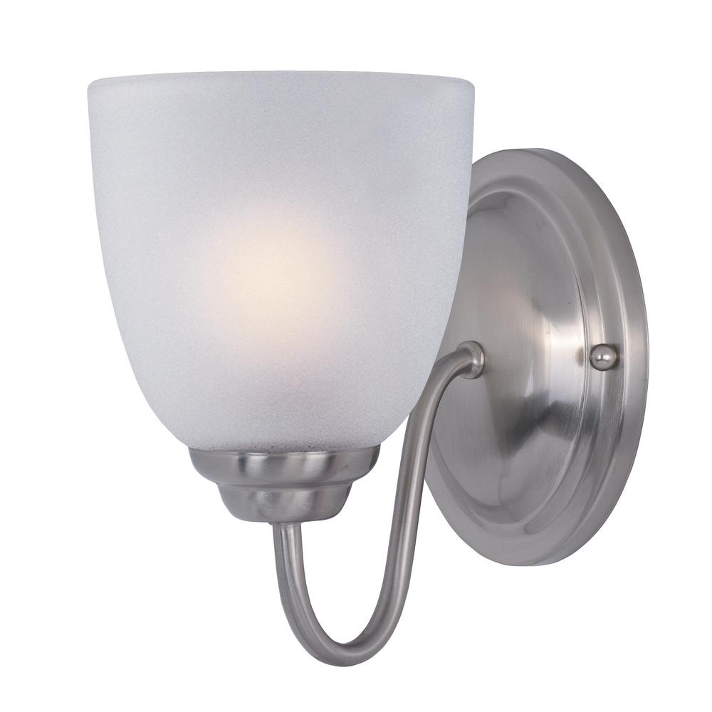 Maxim Lighting Stefan 1-Light Satin Nickel with Frosted Shade Wall ...