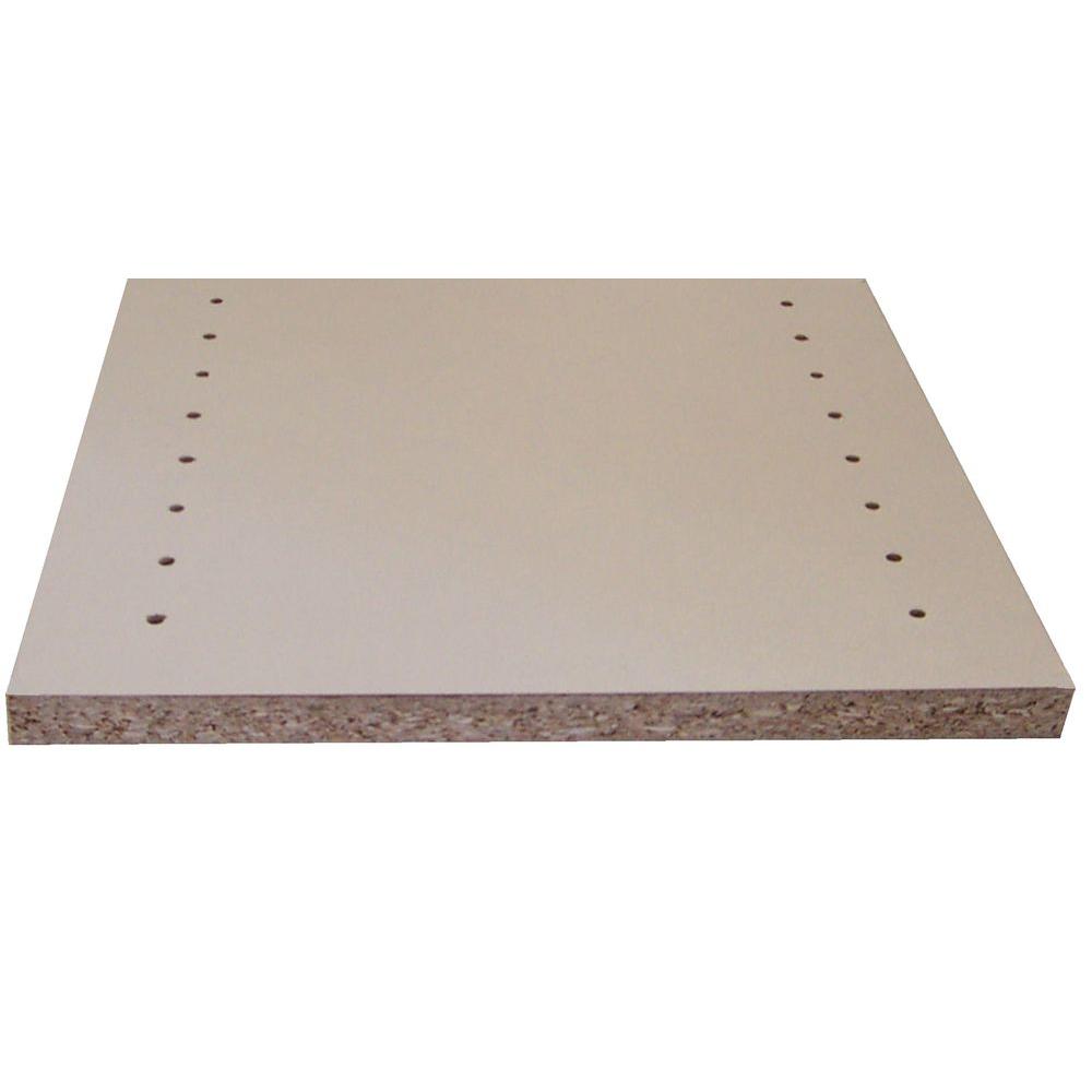 Melamine White Shelf Drilled Board (Common: 3/4 in. x 11-3/4 in. x 8 ft ...