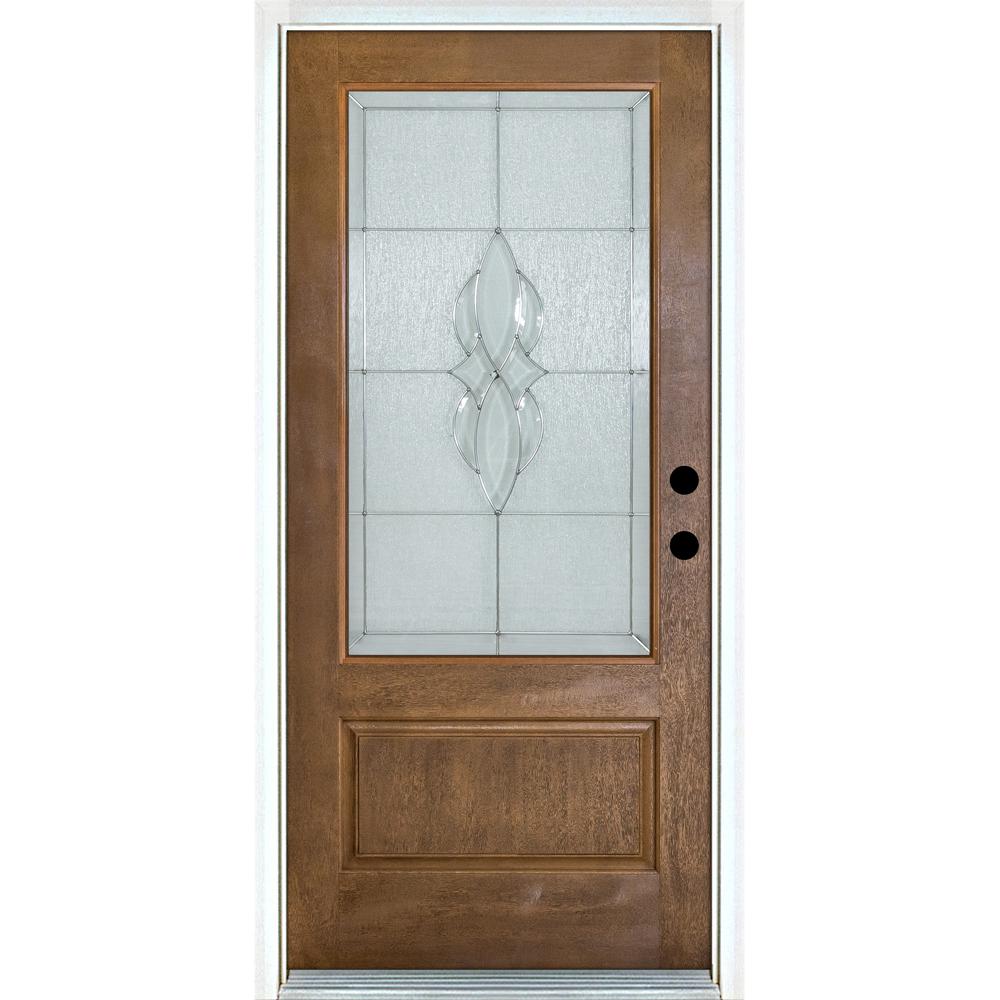 Mp Doors 36 In X 80 In Scotia Medium Oak Left Hand Inswing 3 4