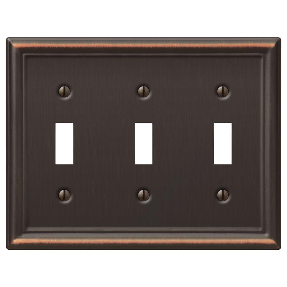 Hampton Bay Chelsea 3 Toggle Wall Plate Oil Rubbed Bronze