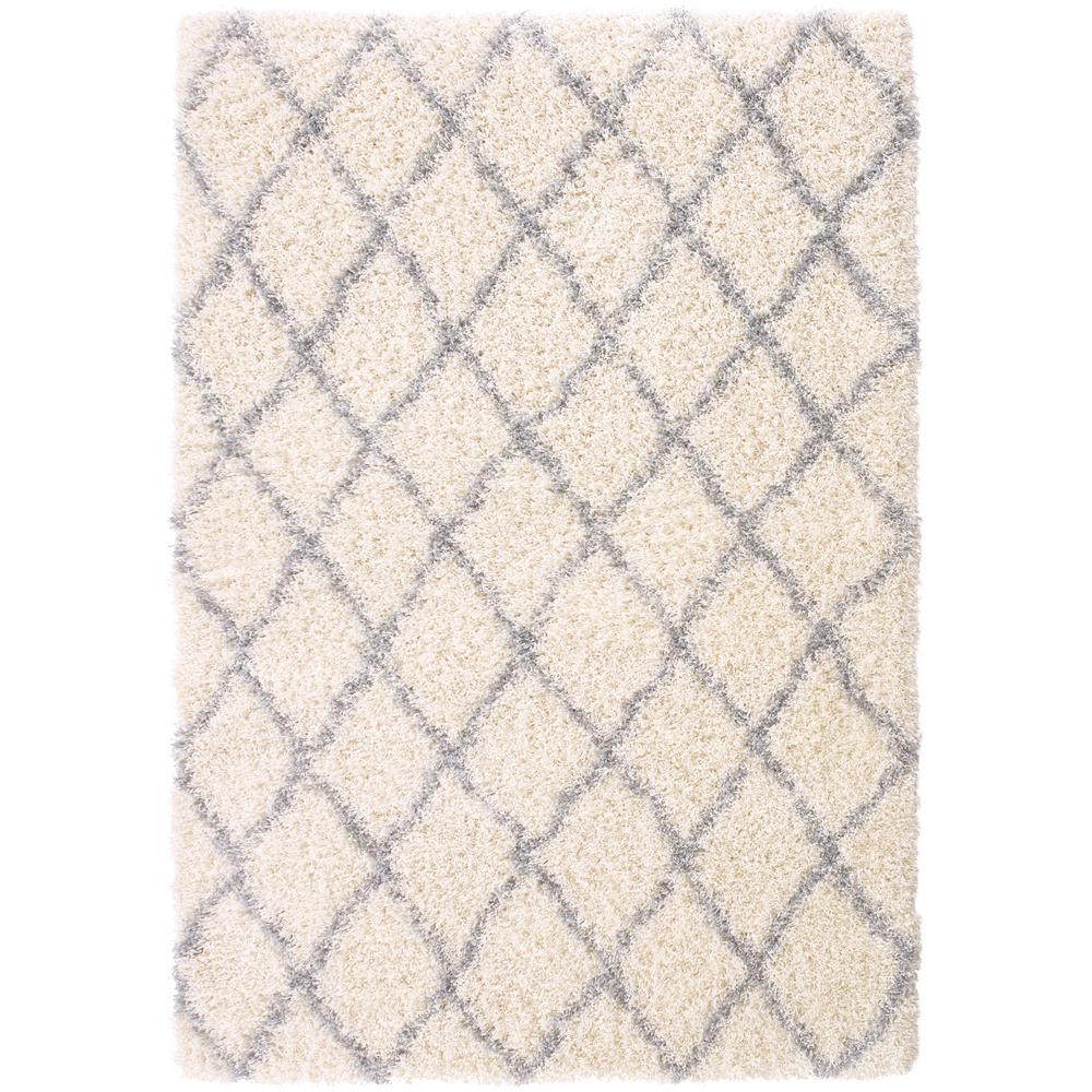 Ottomanson Ultimate Shaggy Contemporary Moroccan Trellis Design Grey 7