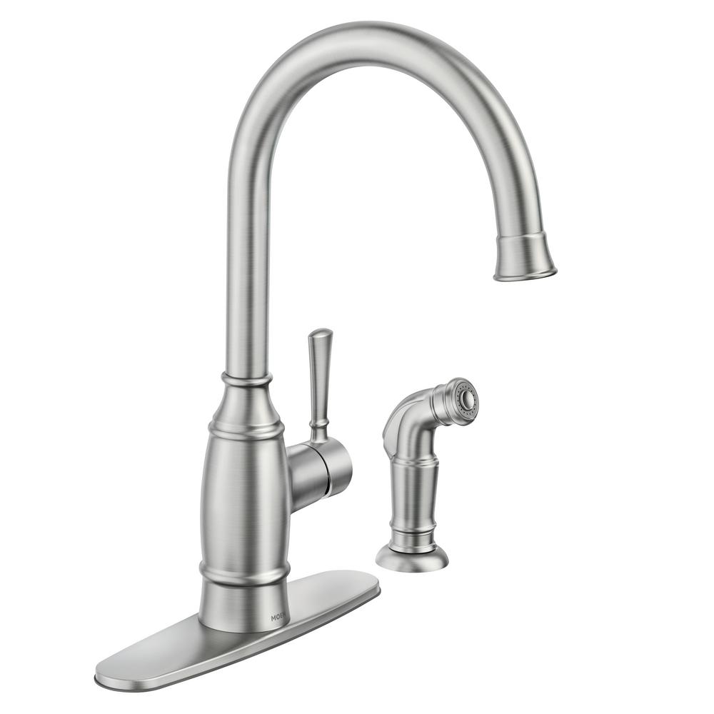 kohler mistos single handle standard kitchen faucet with side sprayer