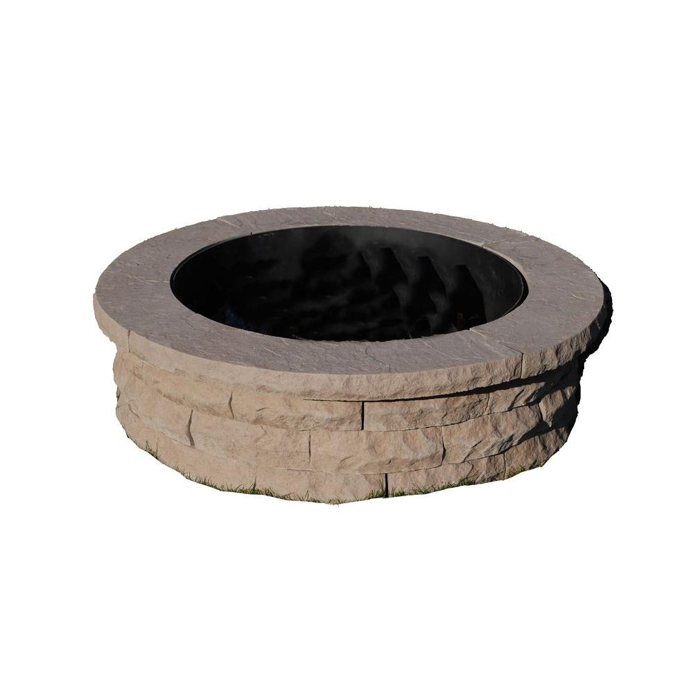 Nantucket Pavers Ledgestone 47 In Concrete Fire Pit Ring Kit Brown 72003 The Home Depot