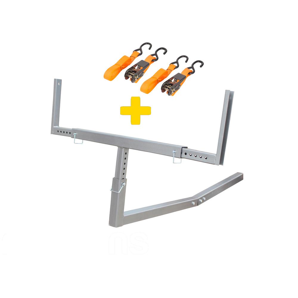 Mockins HeavyDuty Steel Pick Up Truck Bed Extender with Ratchet Straps in Stainless