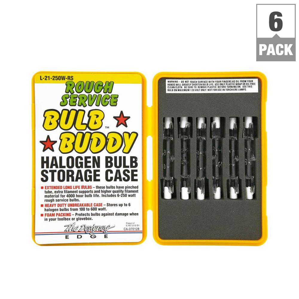 300W T3 Long Life Halogen Bulbs /"Bulb Buddy/" with heavy duty case 6 pack