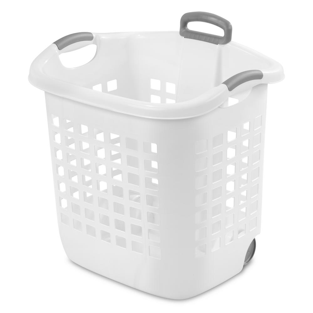 small white linen basket