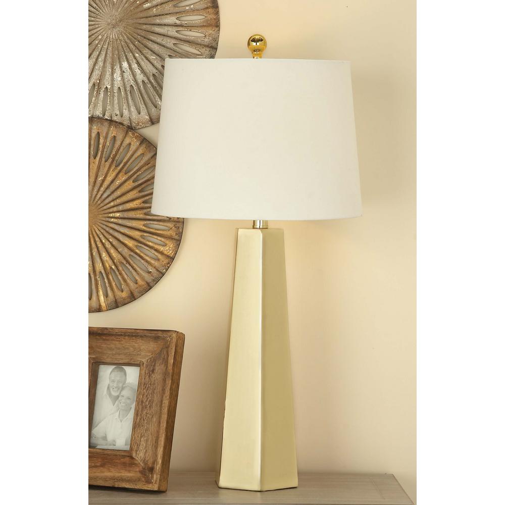 Litton Lane 30 In Modern Gold Finished Hexagonal Prism Iron Table Modern Gold Finished Hexagonal Prism Iron Table Lamp