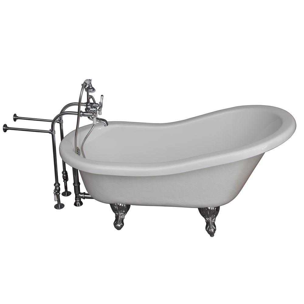 Barclay Products 5 ft. Acrylic Ball and Claw Feet Slipper Tub in White with Polished Chrome