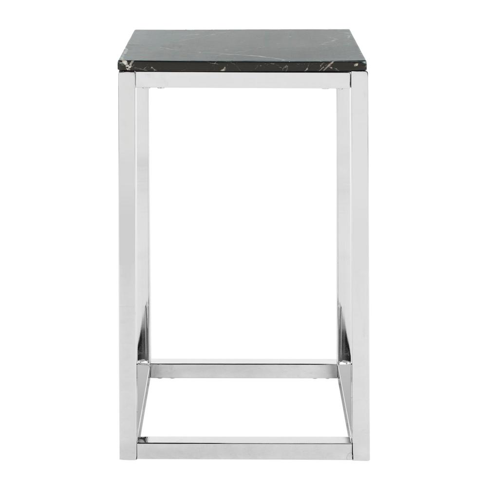 Safavieh Leah Black Marble And Chrome Side Table Acc6202b The Home Depot