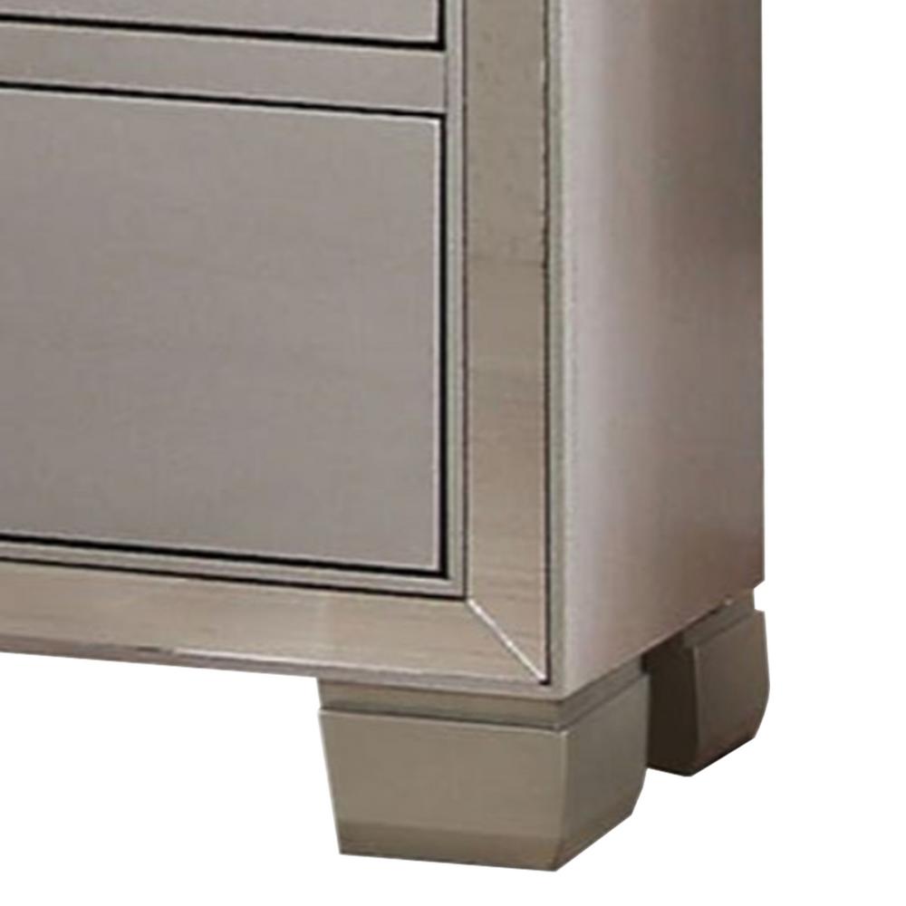 Benjara 2 Drawer Silver Nightstand With Mirror Insert Front Trim Bm185423 The Home Depot