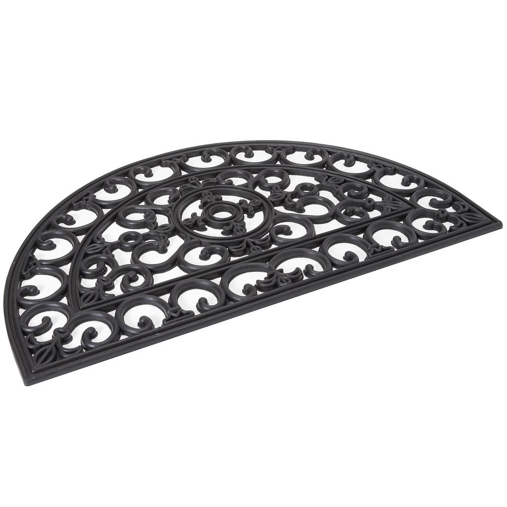 Envelor Wrought Iron Collection Black Half Round Fleur De Lis