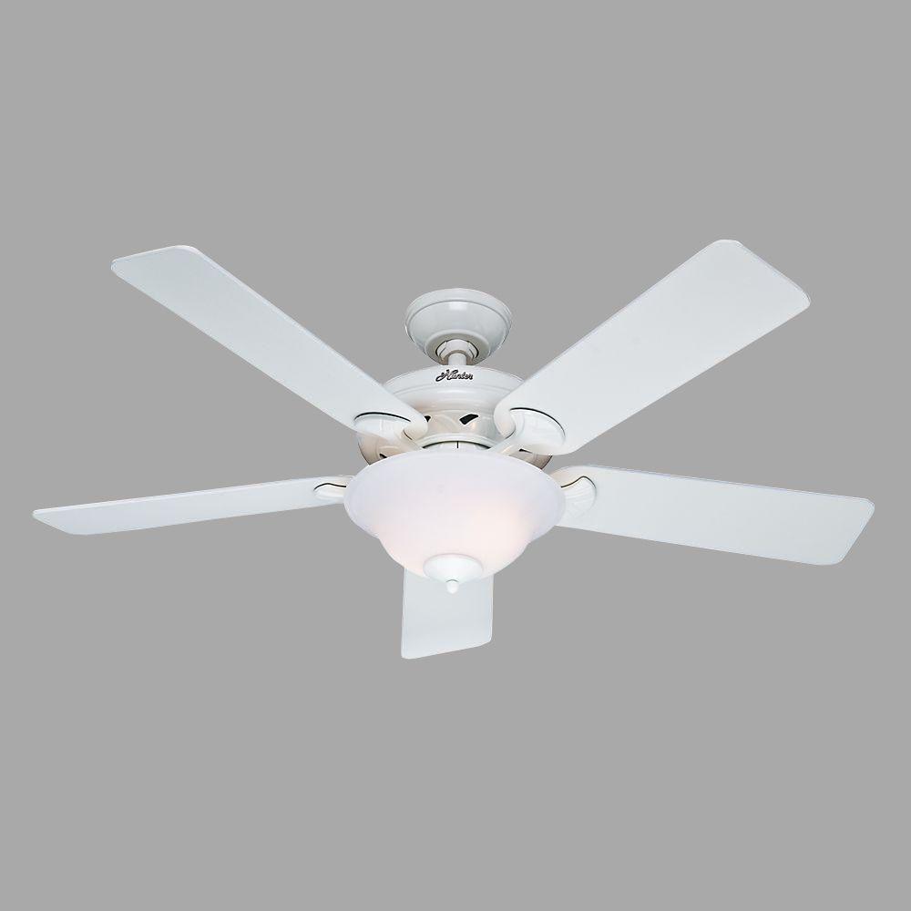 Hunter Brookline 52 In Indoor White Ceiling Fan With Light 53107