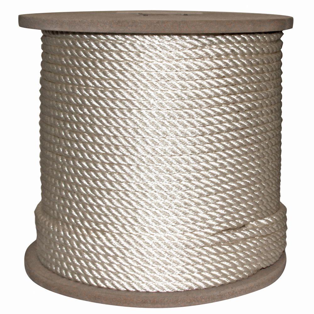 Rope King 3/8 in. x 600 ft. Twisted Nylon Rope WhiteTN38600 The