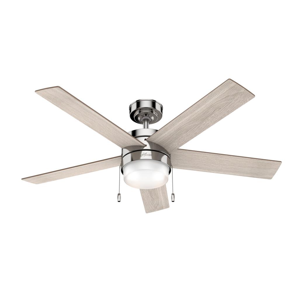 Hunter Antero 54 in. LED Indoor Brushed Nickel Ceiling Fan with Light