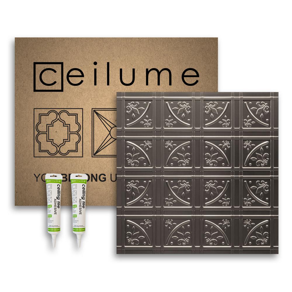 Ceilume Lafayette Faux Tin 2 Ft X 2 Ft Glue Up Ceiling Tile And Backsplash Kit