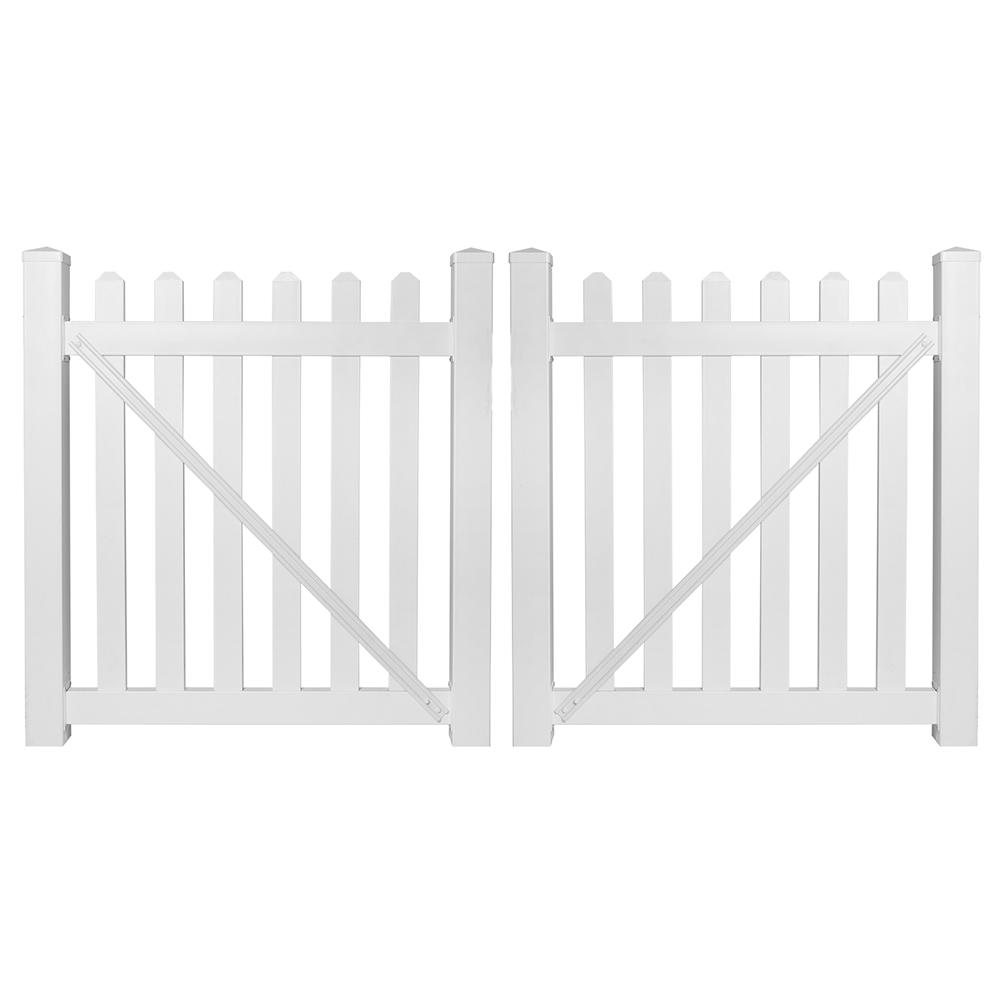 Weatherables Chelsea 8 Ft W X 3 Ft H White Vinyl Picket Fence Double Gate Kit Dwpi 3 3x48 The Home Depot